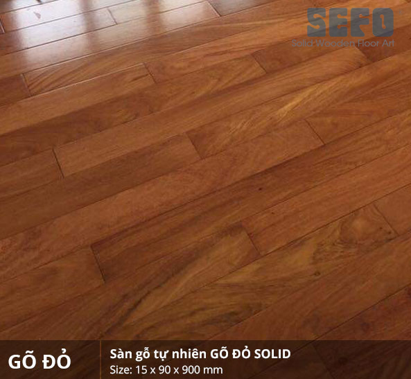 Sàn gỗ gỏ đỏ 450mm x 90mm x 15mm